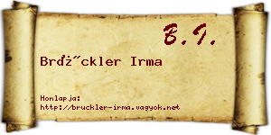 Brückler Irma névjegykártya
